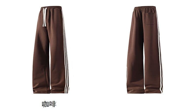 면 소재 스트레이트 루즈핏 와이드 레그 팬츠 남성 가을 캐주얼 바지 새로운 기사 바 디자인 운동 긴 바지 상세 이미지 5
