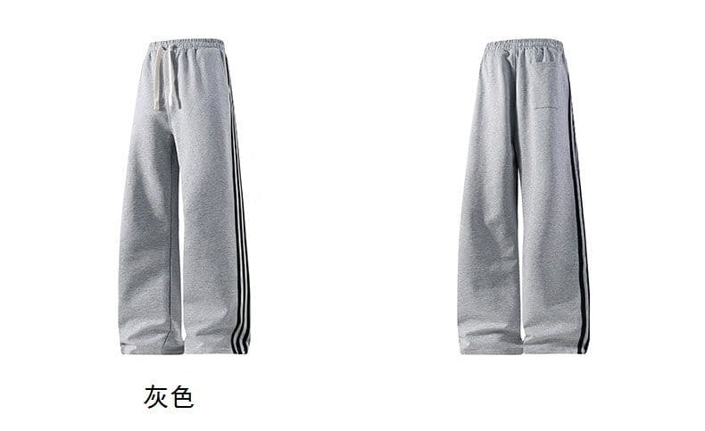 면 소재 스트레이트 루즈핏 와이드 레그 팬츠 남성 가을 캐주얼 바지 새로운 기사 바 디자인 운동 긴 바지 상세 이미지 7