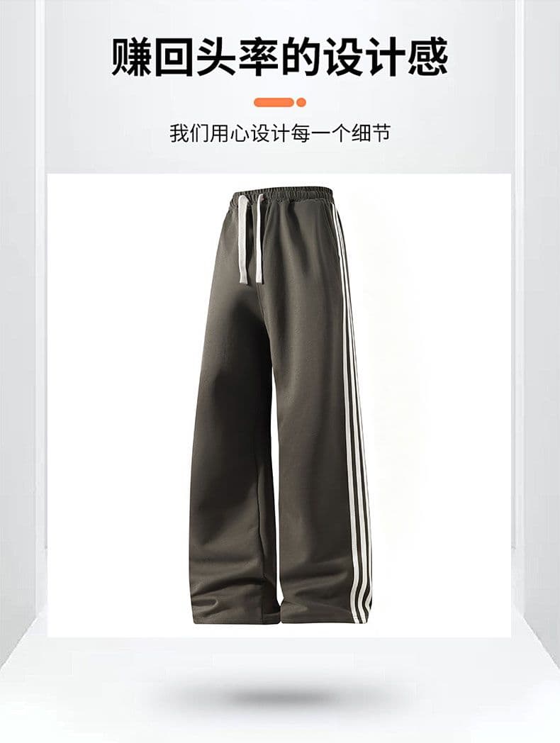 면 소재 스트레이트 루즈핏 와이드 레그 팬츠 남성 가을 캐주얼 바지 새로운 기사 바 디자인 운동 긴 바지 상세 이미지 17