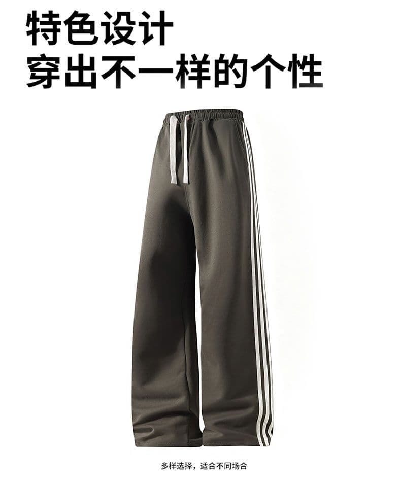 면 소재 스트레이트 루즈핏 와이드 레그 팬츠 남성 가을 캐주얼 바지 새로운 기사 바 디자인 운동 긴 바지 상세 이미지 22