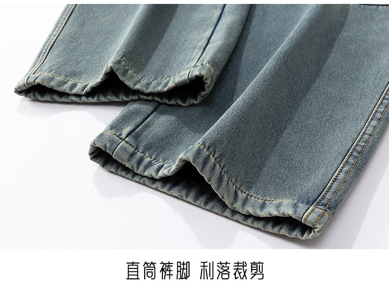 가을 새로운 아메리칸 해체 모통이 칼 청바지 레트로 워크웨어 바지 워싱 마 오래된 주름 높음 거리 캐주얼 바지 상세 이미지 20