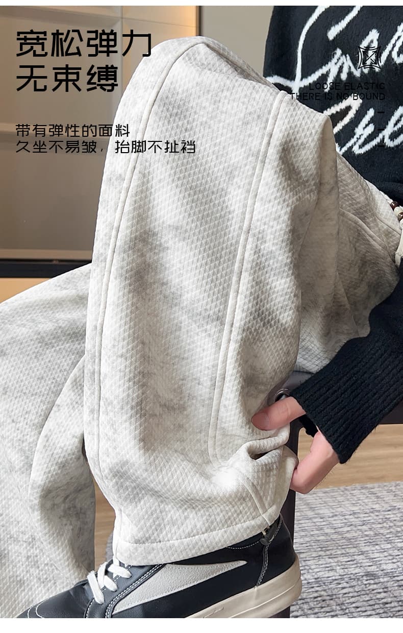 가을 새로운 일본식 더러운 더러운 캐주얼 바지 남자 모통이 칼 웨이 바지 도루 센스 스트레이트 아메리칸 높음 거리 넓은 다리 길이 바지 상세 이미지 5