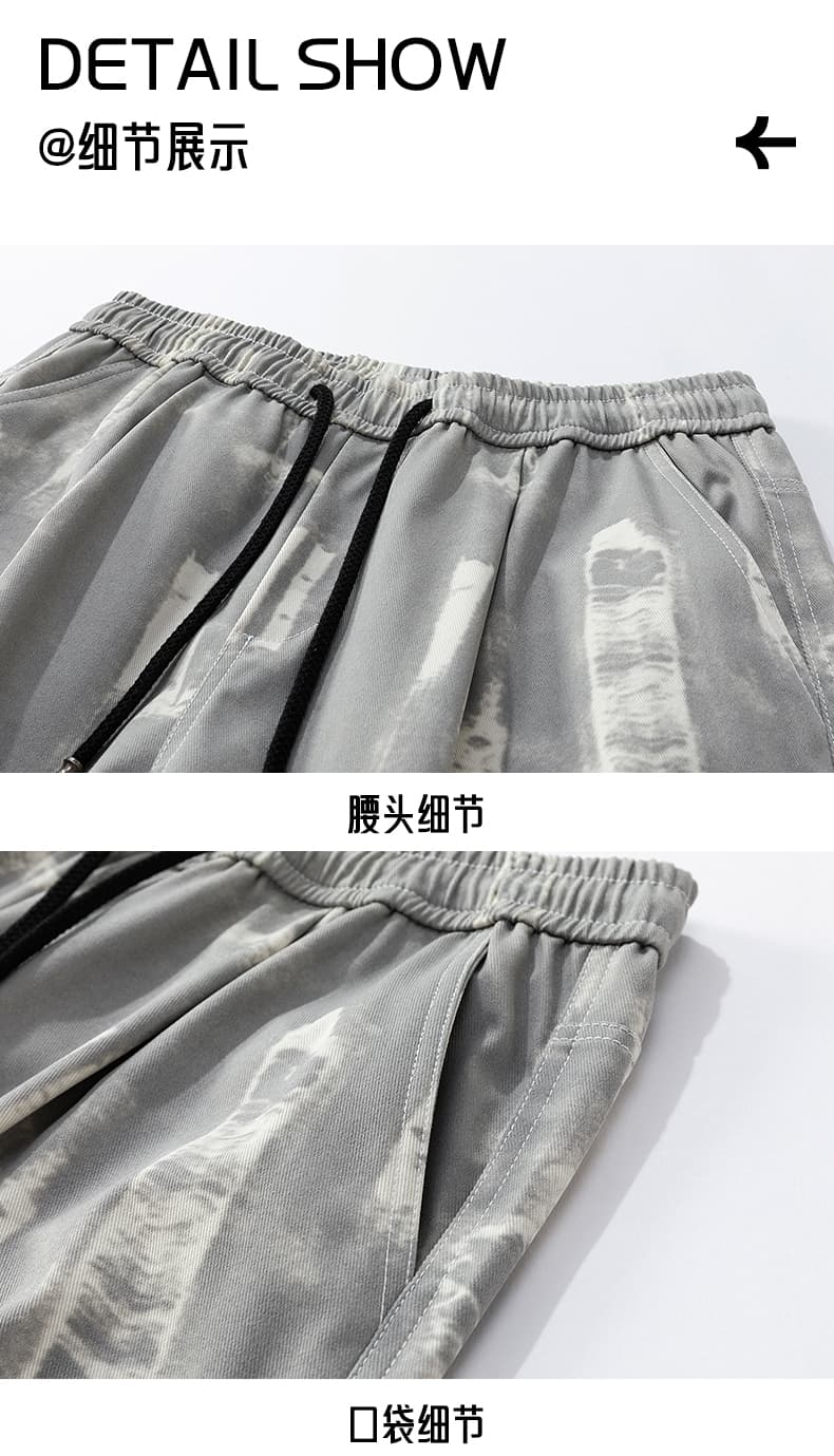 가을 새로운 워크웨어 팬츠 유입 캐주얼 긴 바지 가을 겨울 홀치기 염색 바람 더러운 더러운 기타 주머니 루즈핏 모통이 칼 긴 바지 상세 이미지 19