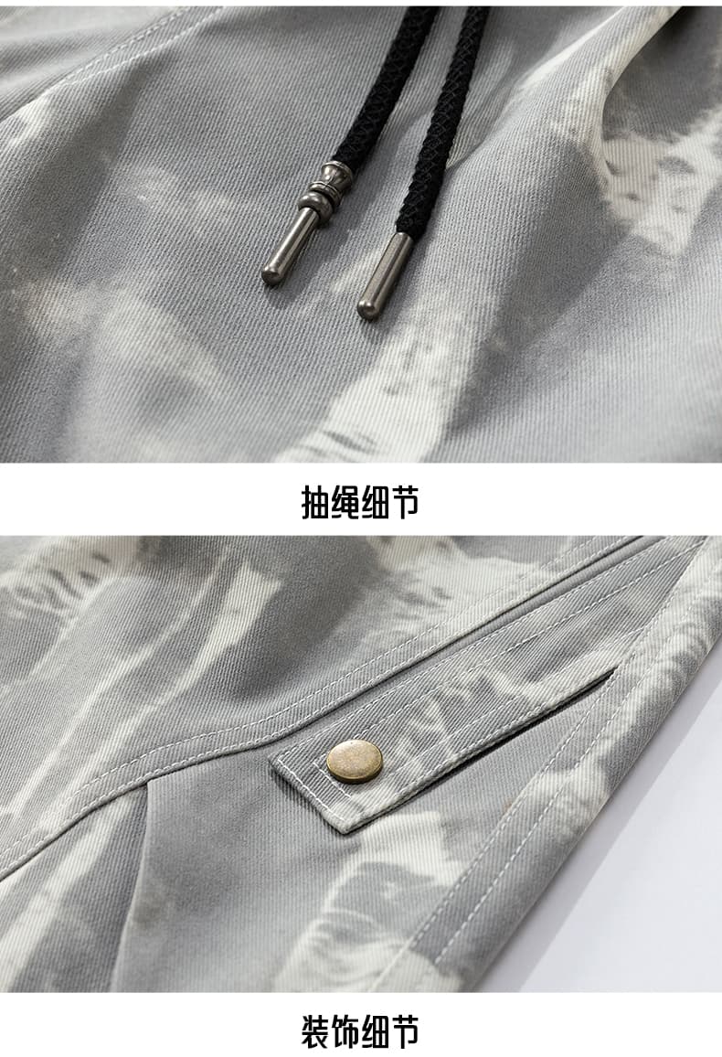 가을 새로운 워크웨어 팬츠 유입 캐주얼 긴 바지 가을 겨울 홀치기 염색 바람 더러운 더러운 기타 주머니 루즈핏 모통이 칼 긴 바지 상세 이미지 20