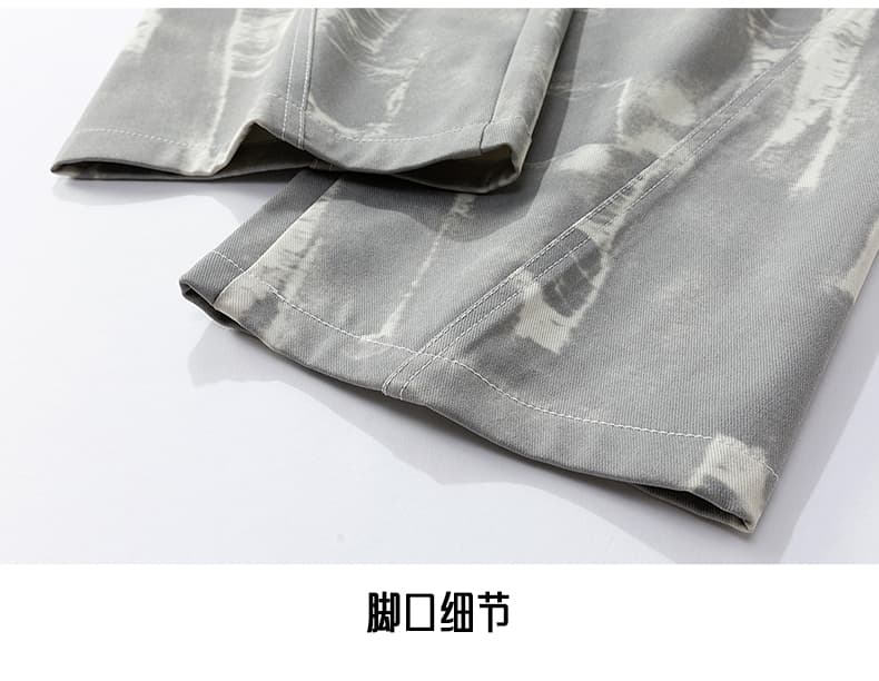 가을 새로운 워크웨어 팬츠 유입 캐주얼 긴 바지 가을 겨울 홀치기 염색 바람 더러운 더러운 기타 주머니 루즈핏 모통이 칼 긴 바지 상세 이미지 21
