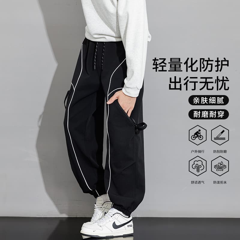 가을 새로운 주름 조거 바지 남자 속도 건조한 낙하산 병 바지 아메리칸 기능 기타 주머니 워크웨어 팬츠 스트레이트 긴 바지 이미지 2