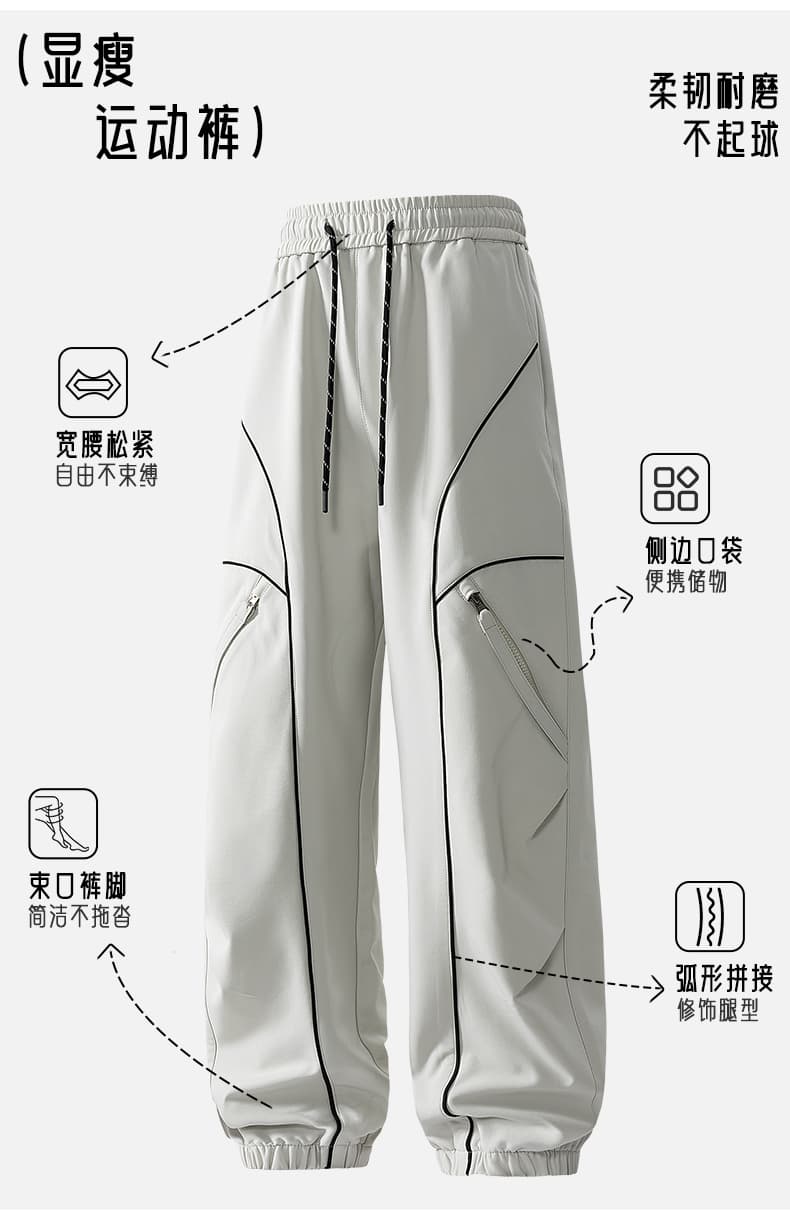 가을 새로운 주름 조거 바지 남자 속도 건조한 낙하산 병 바지 아메리칸 기능 기타 주머니 워크웨어 팬츠 스트레이트 긴 바지 상세 이미지 3