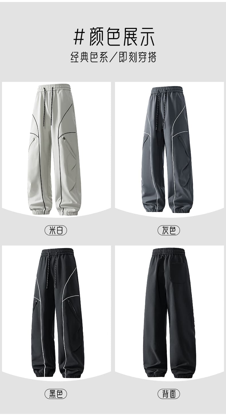 가을 새로운 주름 조거 바지 남자 속도 건조한 낙하산 병 바지 아메리칸 기능 기타 주머니 워크웨어 팬츠 스트레이트 긴 바지 상세 이미지 8