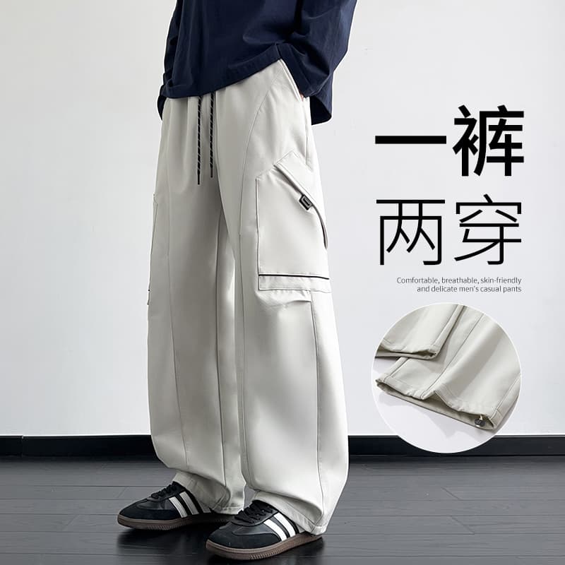 가을 새로운 야외 세 국방 기능 워크웨어 아웃도어 팬츠 등산 루즈핏 스트레이트 낙하산 병 다용도 캐주얼 바지 이미지 2