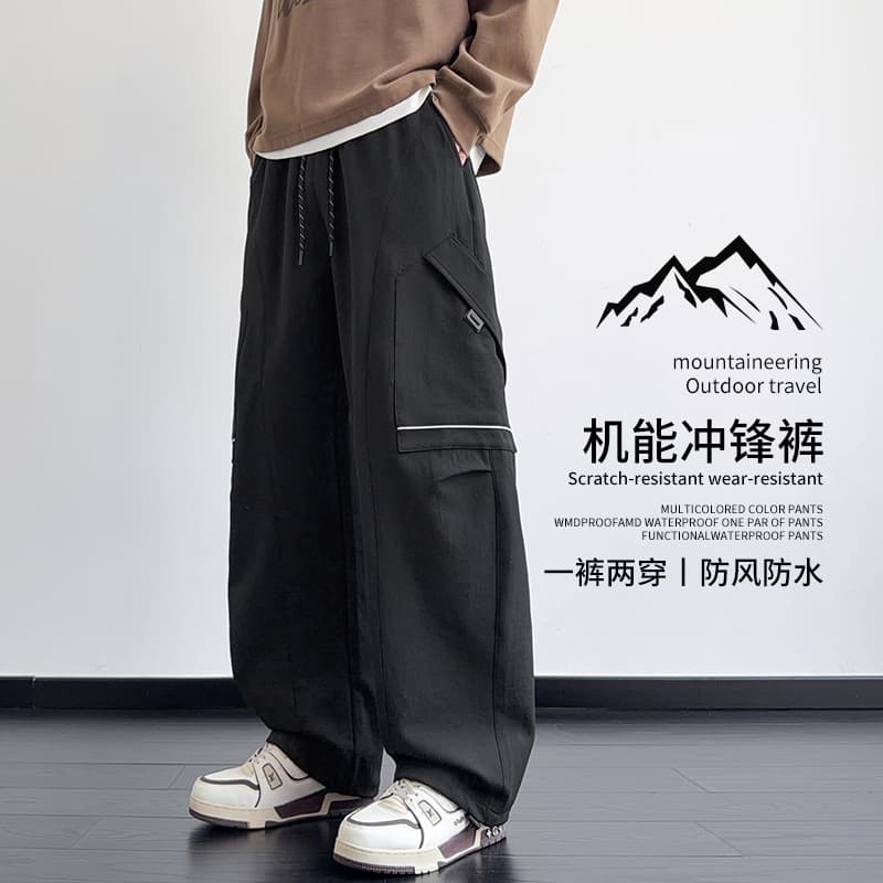 가을 새로운 야외 세 국방 기능 워크웨어 아웃도어 팬츠 등산 루즈핏 스트레이트 낙하산 병 다용도 캐주얼 바지