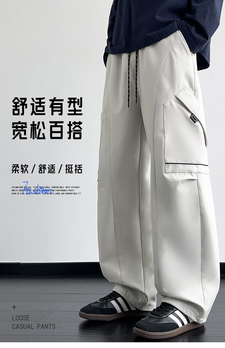 가을 새로운 야외 세 국방 기능 워크웨어 아웃도어 팬츠 등산 루즈핏 스트레이트 낙하산 병 다용도 캐주얼 바지 상세 이미지 1