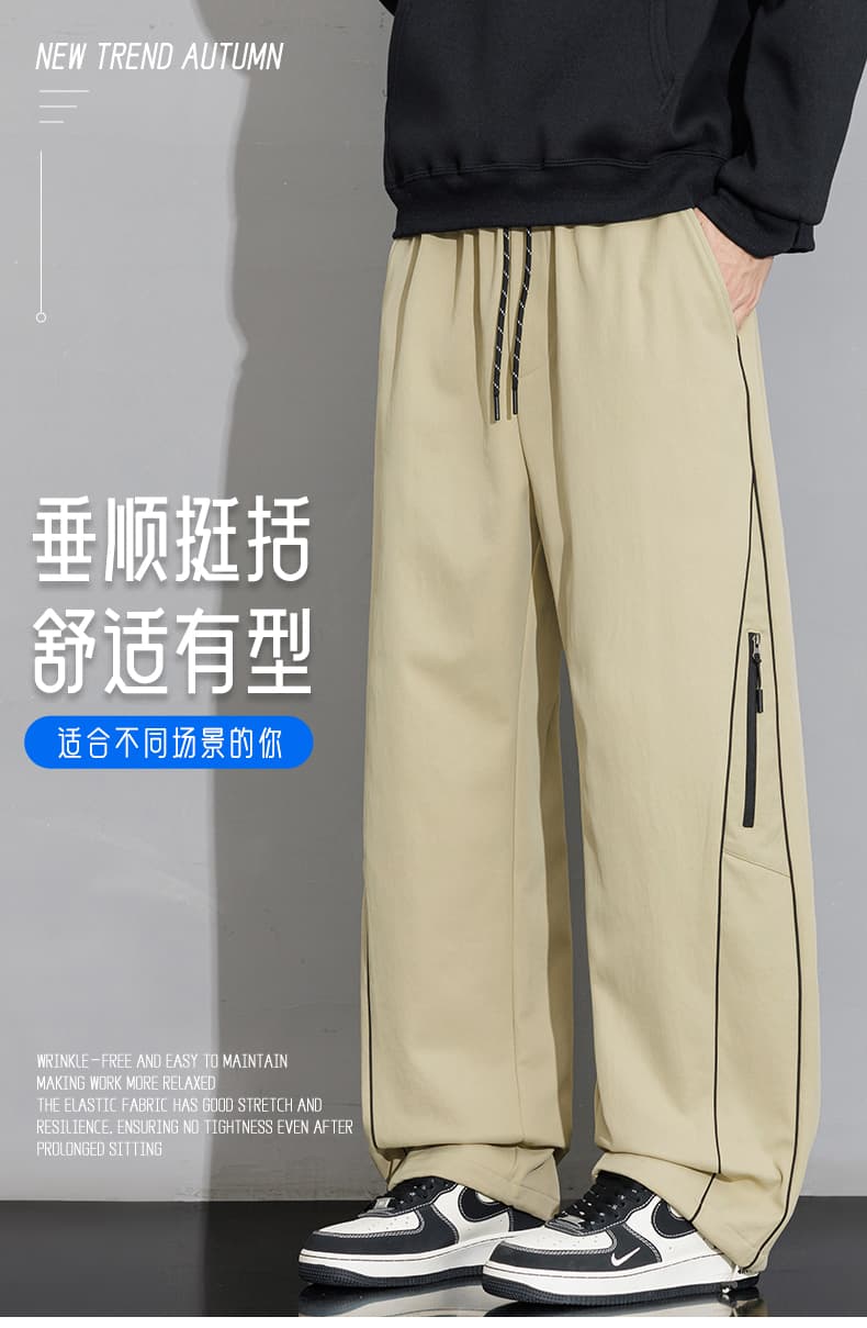 가을 새로운 아메리칸 조수 브랜드 디자인 센스 캐주얼 남성 루즈핏 다용도 도루 센스 넓은 다리 청소년 운동 긴 바지 상세 이미지 1