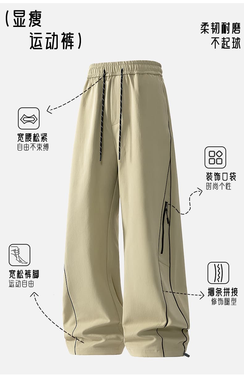 가을 새로운 아메리칸 조수 브랜드 디자인 센스 캐주얼 남성 루즈핏 다용도 도루 센스 넓은 다리 청소년 운동 긴 바지 상세 이미지 3