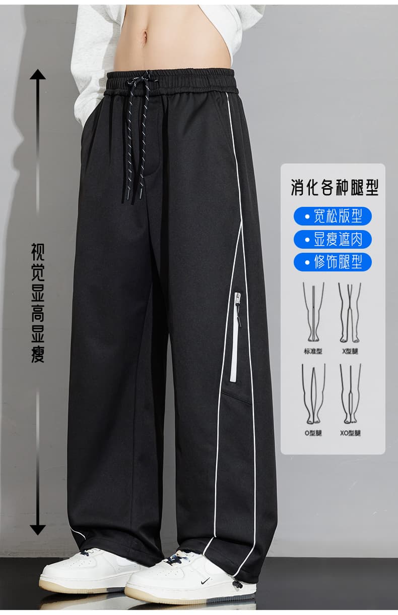 가을 새로운 아메리칸 조수 브랜드 디자인 센스 캐주얼 남성 루즈핏 다용도 도루 센스 넓은 다리 청소년 운동 긴 바지 상세 이미지 4