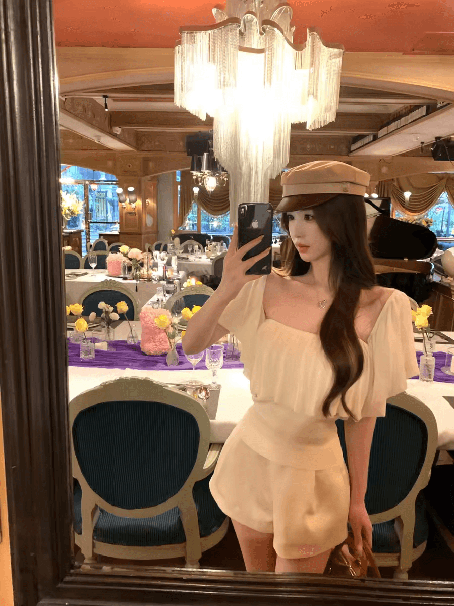 프랑스식 명문 여성 바람 디자인 센스 오프숄더 맨위 프릴 오프숄더 니트 반팔 여성 디자인 센스 튜브탑 티셔츠 상세 이미지 6