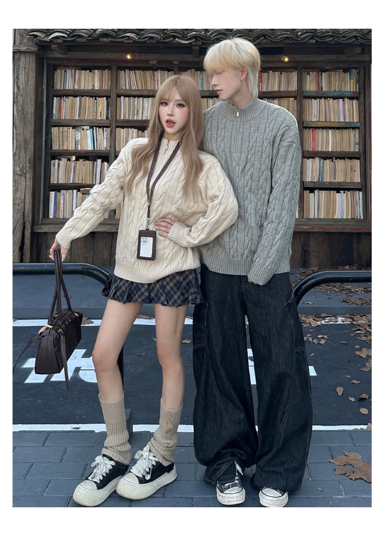 실사 커플룩 오래된 돈 바람 출퇴근 꽈배기 스웨터 남성 가을 겨울 두꺼운 인사이드 가져 가라. 니트 스웨터 남자 맨위 8803 상세 이미지 2