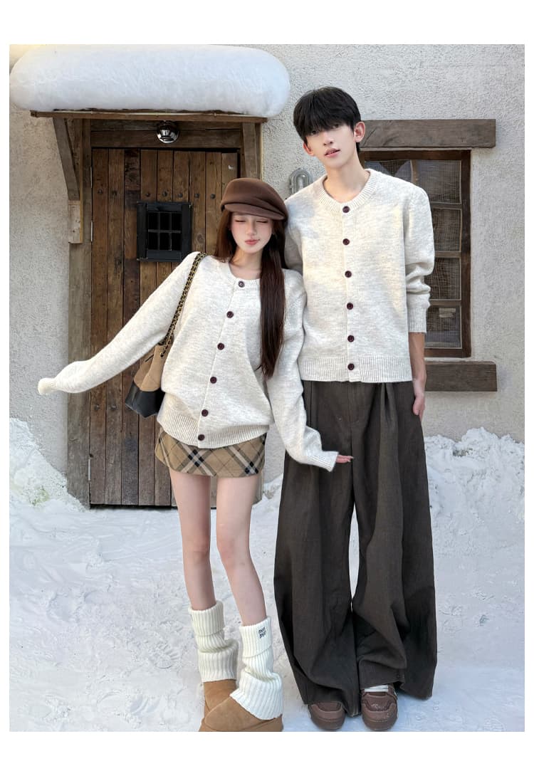 실사 커플룩 오래된 돈 바람 레트로 오픈 가디건 스웨터 학원 스타일 카디건 코트 8812# 상세 이미지 5