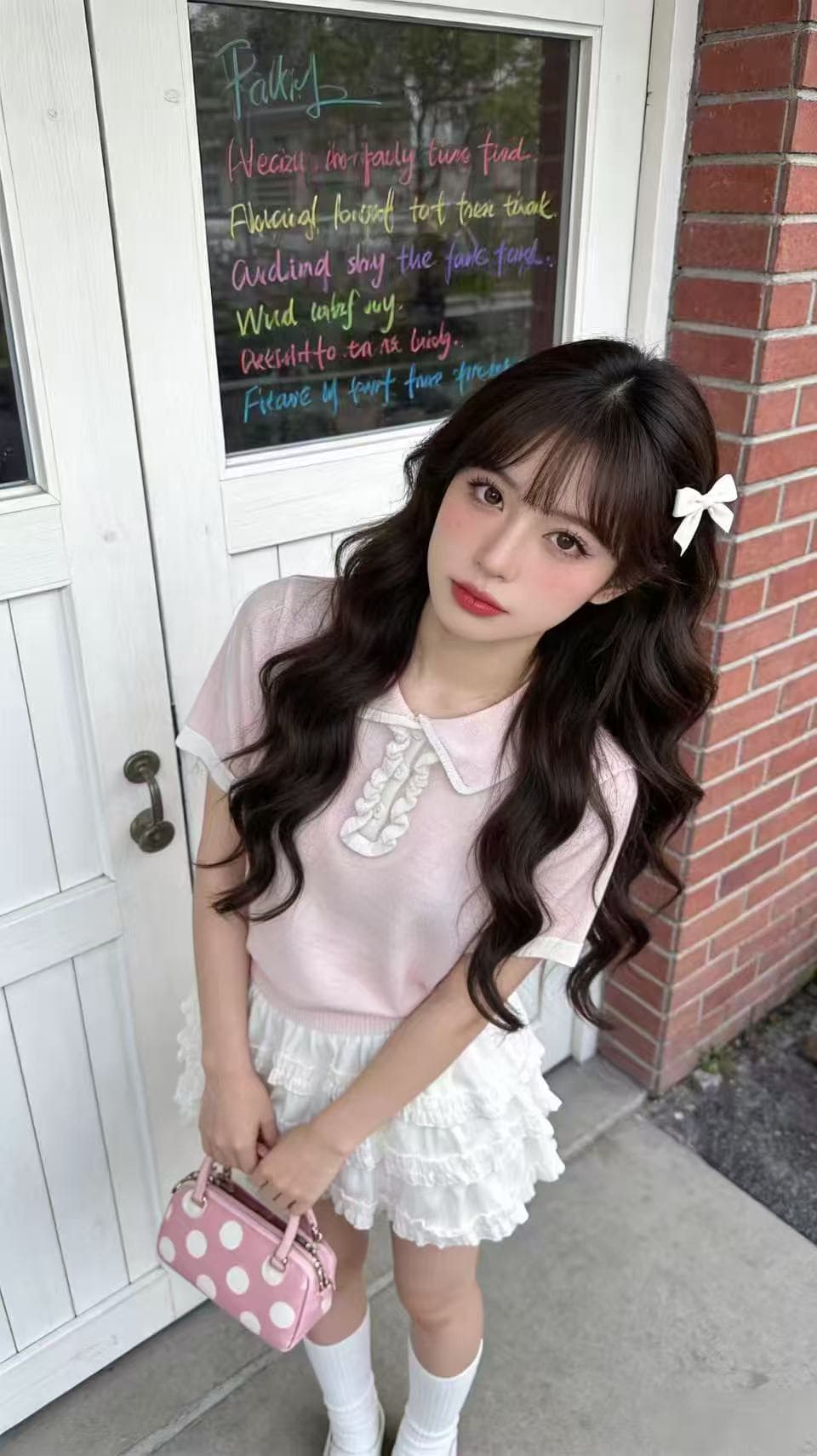 안녕하세요. 대포 배색 베이비 칼라 패치워크 레이스 반팔 티셔츠 여성 2026 새로운 봄 여름 몸매 가꾸기 슬림해 보이는 맨위 상세 이미지 3