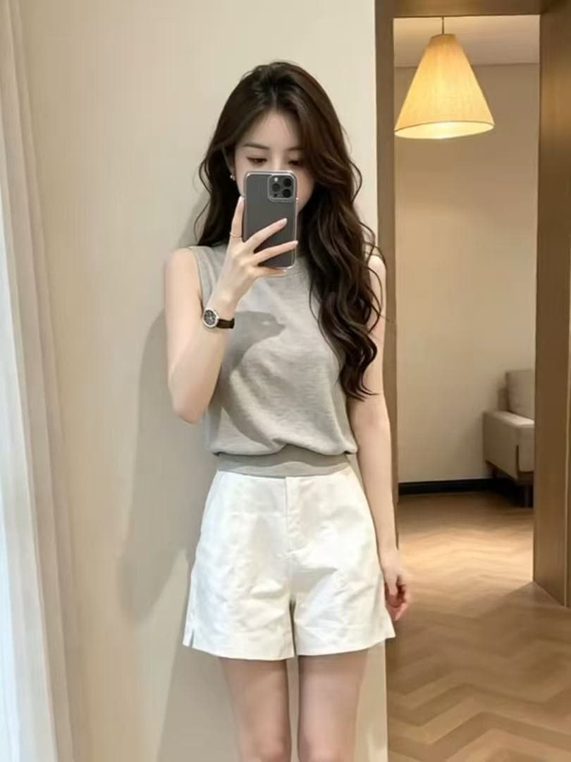 여름 ootd 착용 가져 가라. 한 부서 느긋한 chic 관대 한 점잖은 회색 니트 맨위 상세 이미지 1