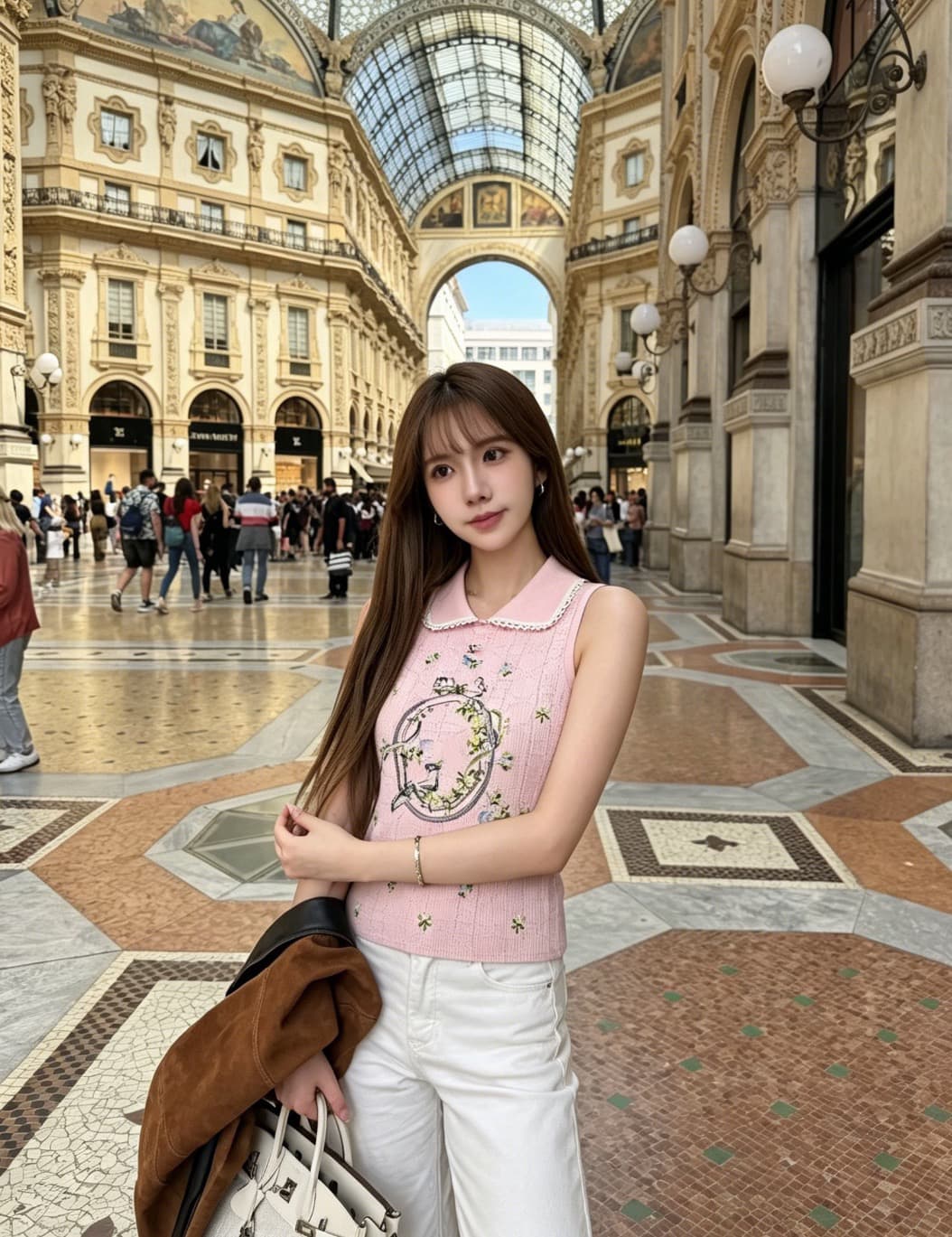 프랑스식 베이비 칼라 민소매 니트 조끼 여성 홀로우 아웃 자수 달콤한 자매 바람 어깨 맨위 상세 이미지 2