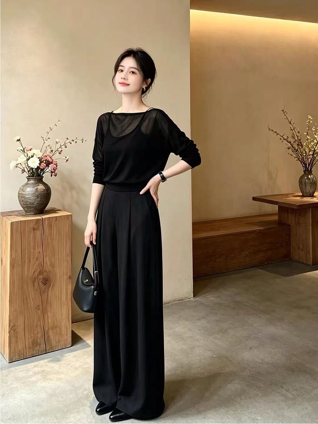 여름 작은 대중 디자인 센스 오프숄더 마이크로 ~을 통해 검정색 미니멀리즘 자외선 차단 맨위 이미지 4