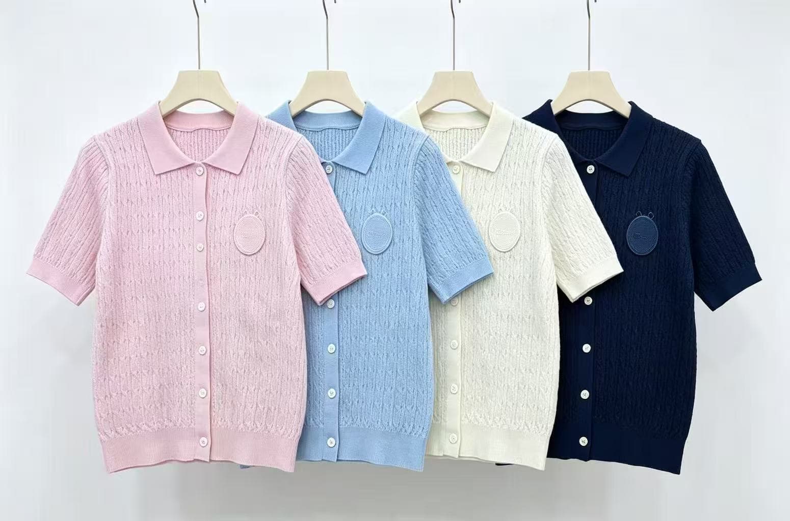 한 부서 달콤함 소녀 바람 패션 POLO 칼라 반팔 꽈배기 실크 아마 니트 스웨터 여성 몸매 가꾸기 슬림해 보이는 맨위 상세 이미지 3