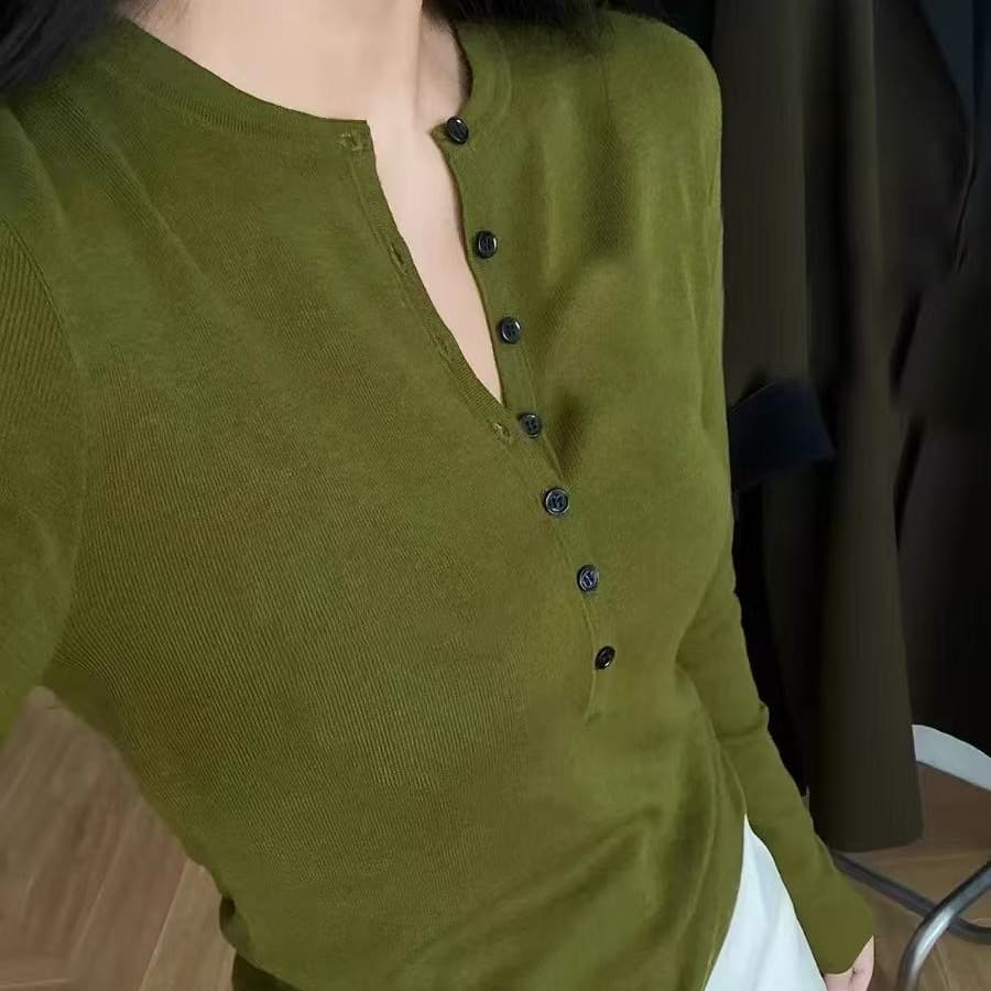 커피 색상 고급 센스 오래된 돈 바람 긴팔 니트 스웨터 여성 이른 가을 레트로 아름다움 라드. 품격 몸매 가꾸기 다용도 맨위 얇은 이미지 5