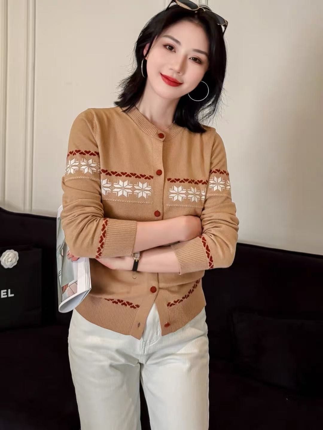 새로운 오래된 돈 바람 털 셔츠 니트 스웨터 카디건 코트 우아함 디스플레이 품격 영국식 biabetty 카운터 정통 이미지 4