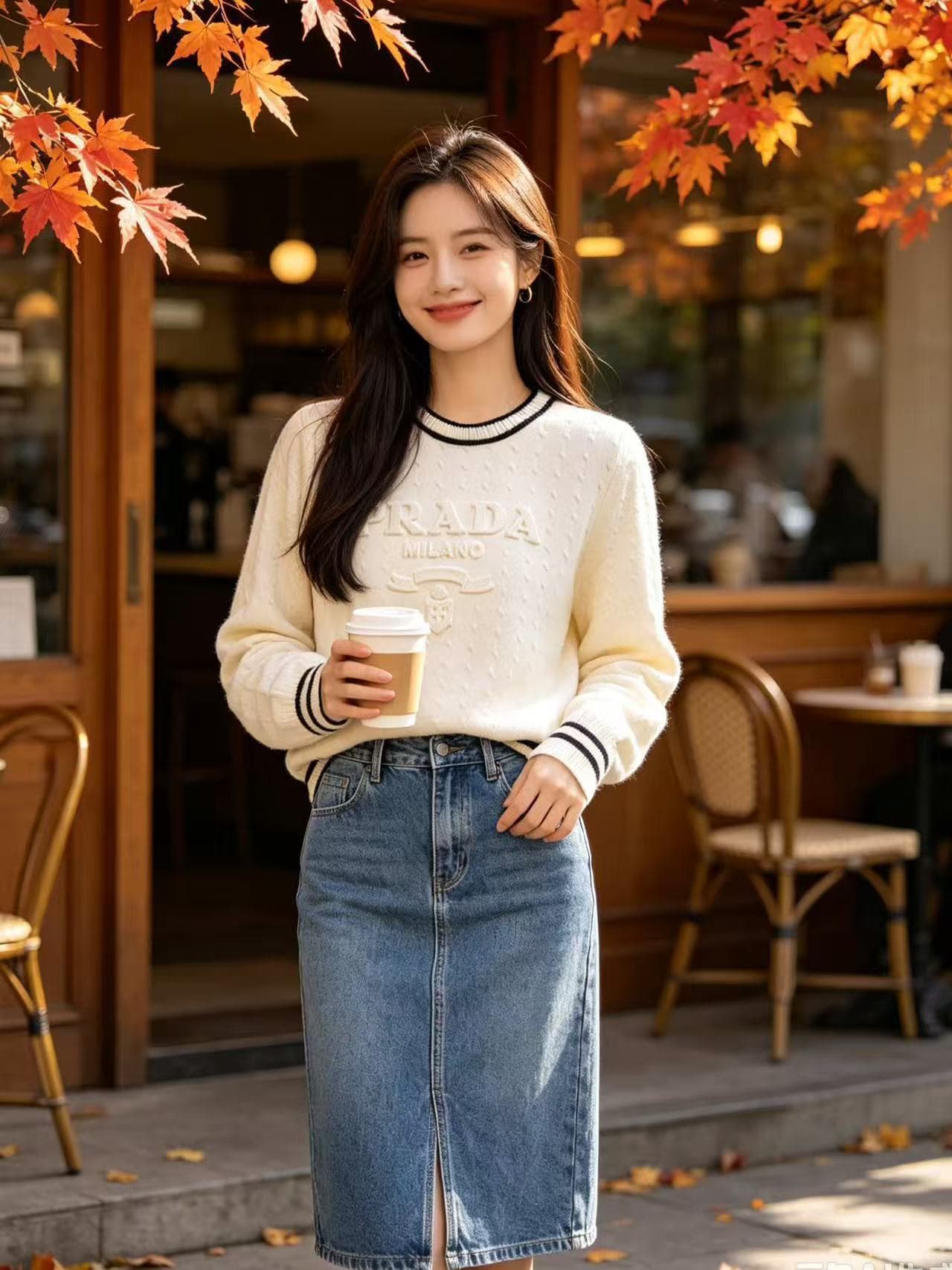 자동차 늦게 En chien 알파벳 자수 풀오버 가을 겨울 화이트 만나는 슬림해 보이는 라운드 넥 긴팔 니트 스웨터 여성 상세 이미지 3