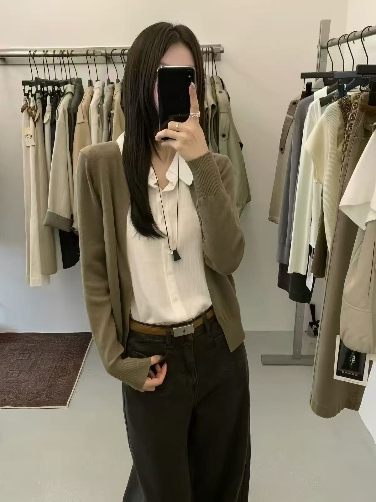 zepe 가을 새로운 프랑스식 학원 스타일 폴로 칼라 니트 아마 패치워크 오픈 가디건 여성 페이크 레이어드 오래된 돈 바람 맨위 상세 이미지 4