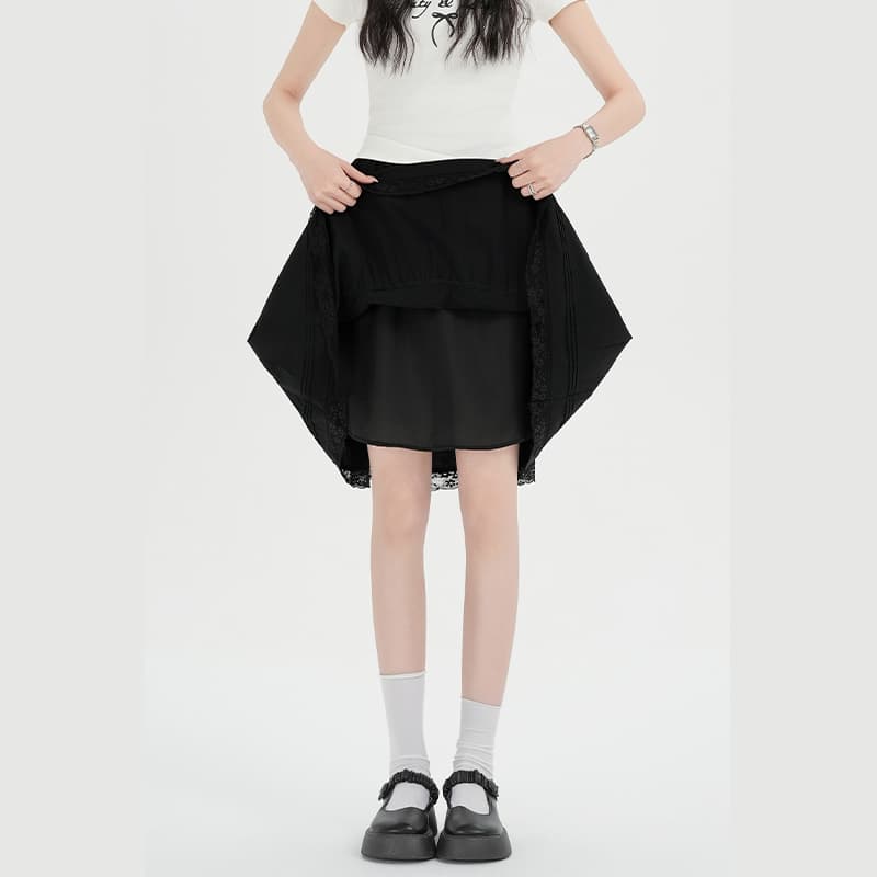 실사 발레 바람 레이스 레이스 케이크 반신 스커트 여성 봄 여름 달콤함 하이웨이스트 한 마디 중간 스커트 화이트 미니 스커트 이미지 5