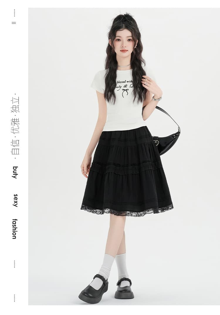 실사 발레 바람 레이스 레이스 케이크 반신 스커트 여성 봄 여름 달콤함 하이웨이스트 한 마디 중간 스커트 화이트 미니 스커트 상세 이미지 14