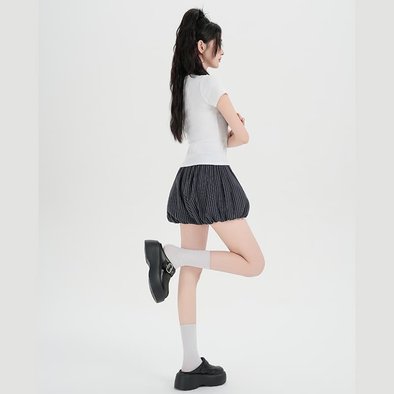 실사 레트로 스트라이프 캐주얼 꽃밭 반바지 여성 2026 새로운 펌프 로프 허리밴드 다용도 슬림해 보이는 스트레이트 팬츠 이미지 6