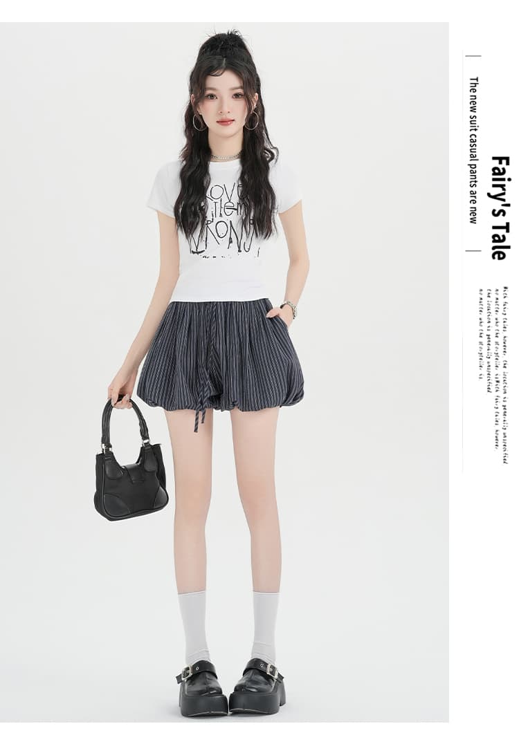 실사 레트로 스트라이프 캐주얼 꽃밭 반바지 여성 2026 새로운 펌프 로프 허리밴드 다용도 슬림해 보이는 스트레이트 팬츠 상세 이미지 16