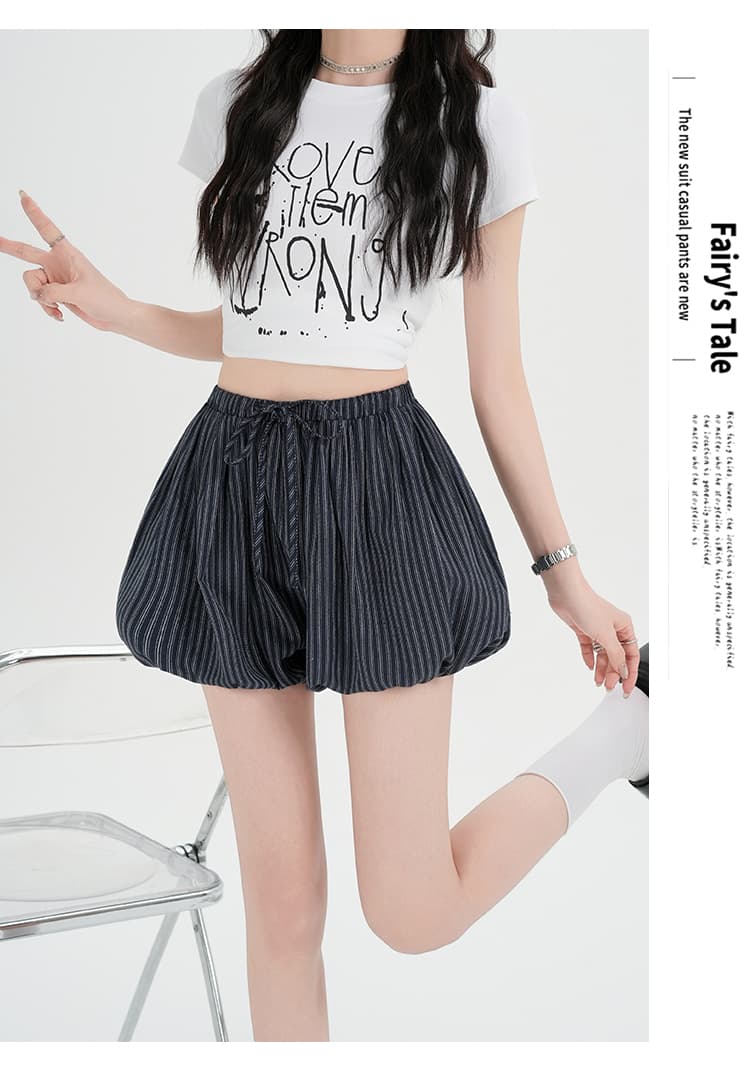 실사 레트로 스트라이프 캐주얼 꽃밭 반바지 여성 2026 새로운 펌프 로프 허리밴드 다용도 슬림해 보이는 스트레이트 팬츠 상세 이미지 21