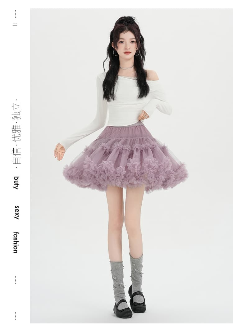 실사 2026 거즈 스커트 퍼프 공주 미니 스커트 발레 케이크 드레스 여성 반신 A라인 스커트 노출 방지 안감 치마 상세 이미지 46