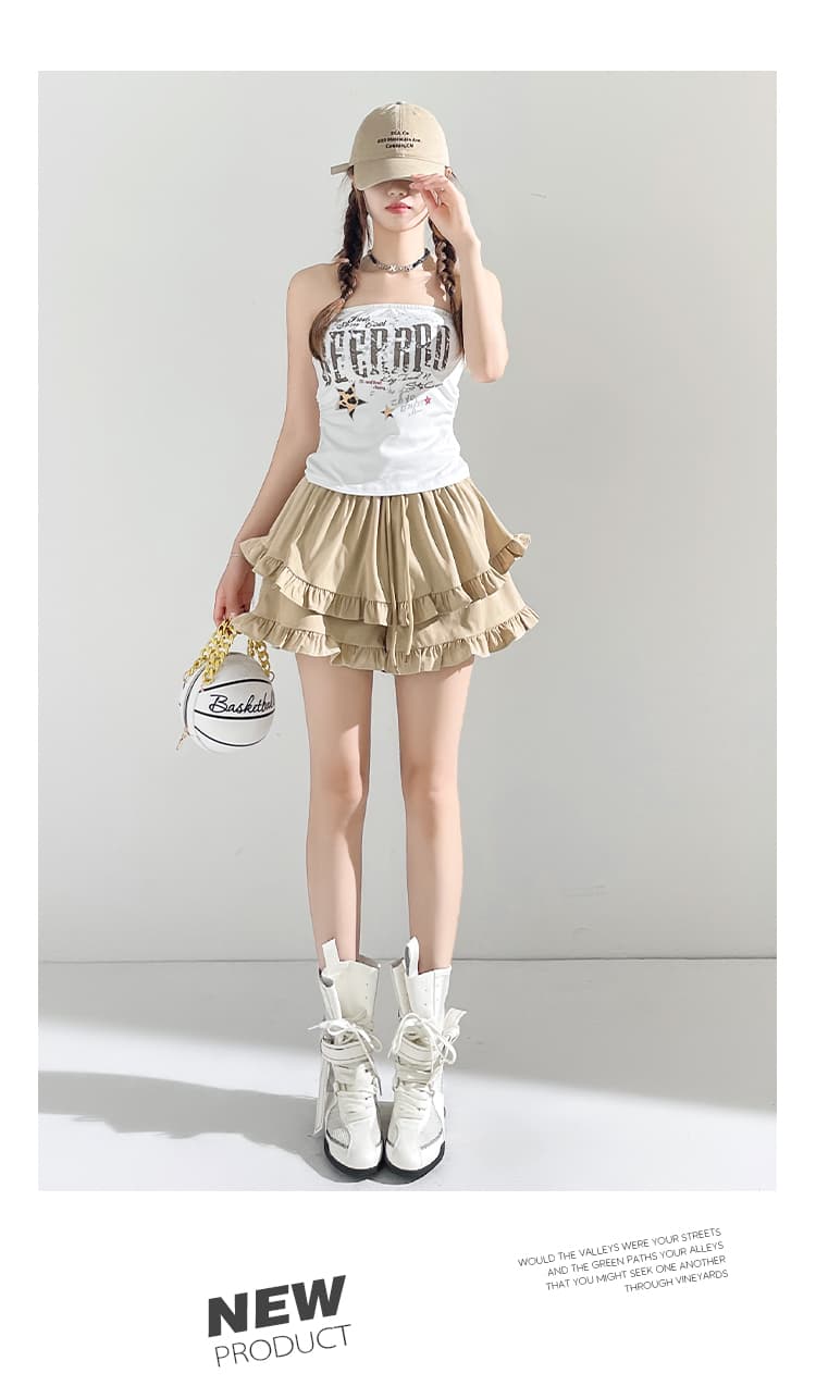 실사 프릴 캐주얼 반바지 여성 여름 펌프 로프 허리밴드 넓은 다리 핫 바지 슬림해 보이는 다용도 케이크 짧은 바지 상세 이미지 43