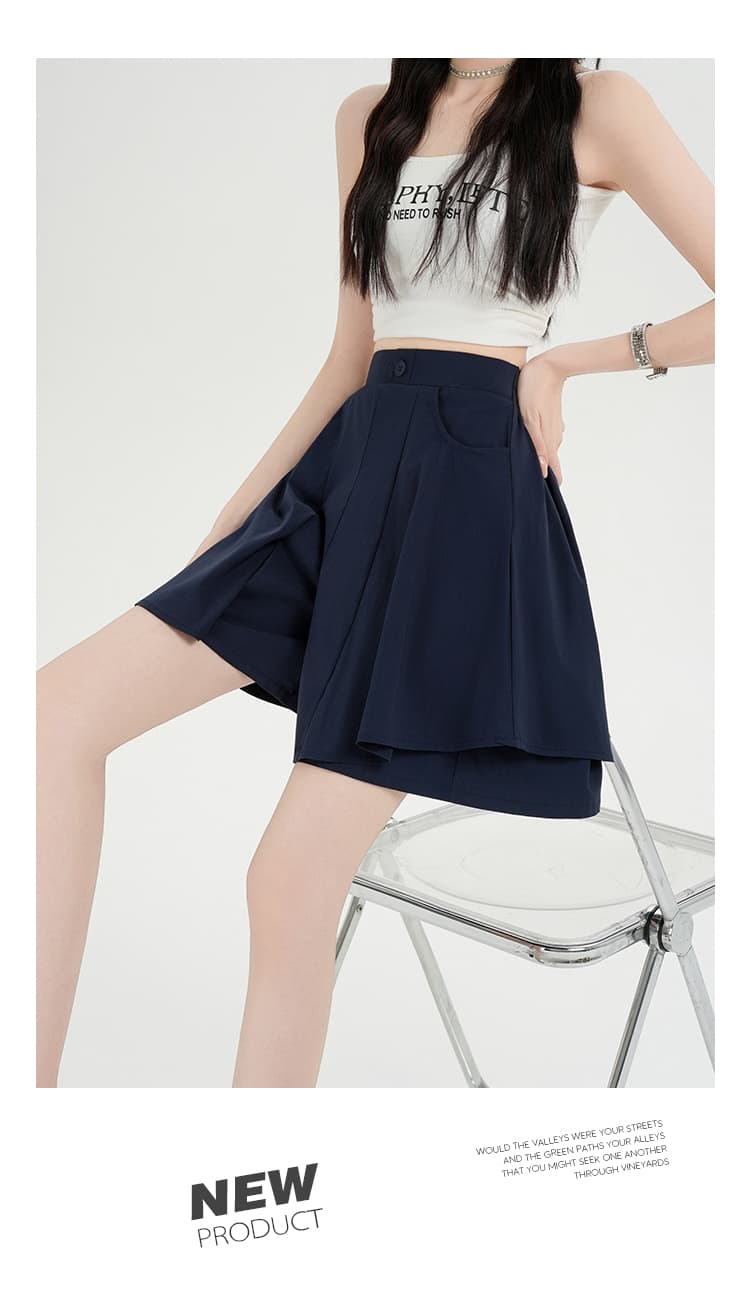 실사 작은 키 넓은 다리가 짧다. 바지 여성 여름 2026 새로운 하이웨이스트 슬림해 보이는 오부 바지 한 마디 캐주얼 치마바지 상세 이미지 21