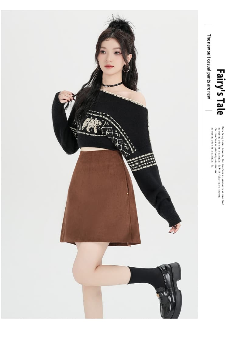 실사 2026 레트로 하이웨이스트 품격 스웨이드 원단 한 마디 반신 스커트 여성 가을 겨울 새로운 다용도 타이트 스커트 미니 스커트 상세 이미지 29