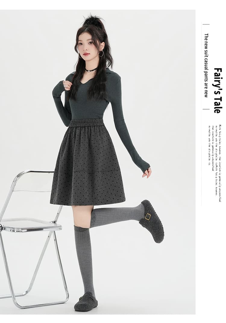 실사 모직 꽃밭 반신 스커트 여성 가을 겨울 허리밴드 품격 다용도 표지 넓적 다리 우산 치마 디자인 센스 한 마디 중간 스커트 상세 이미지 30