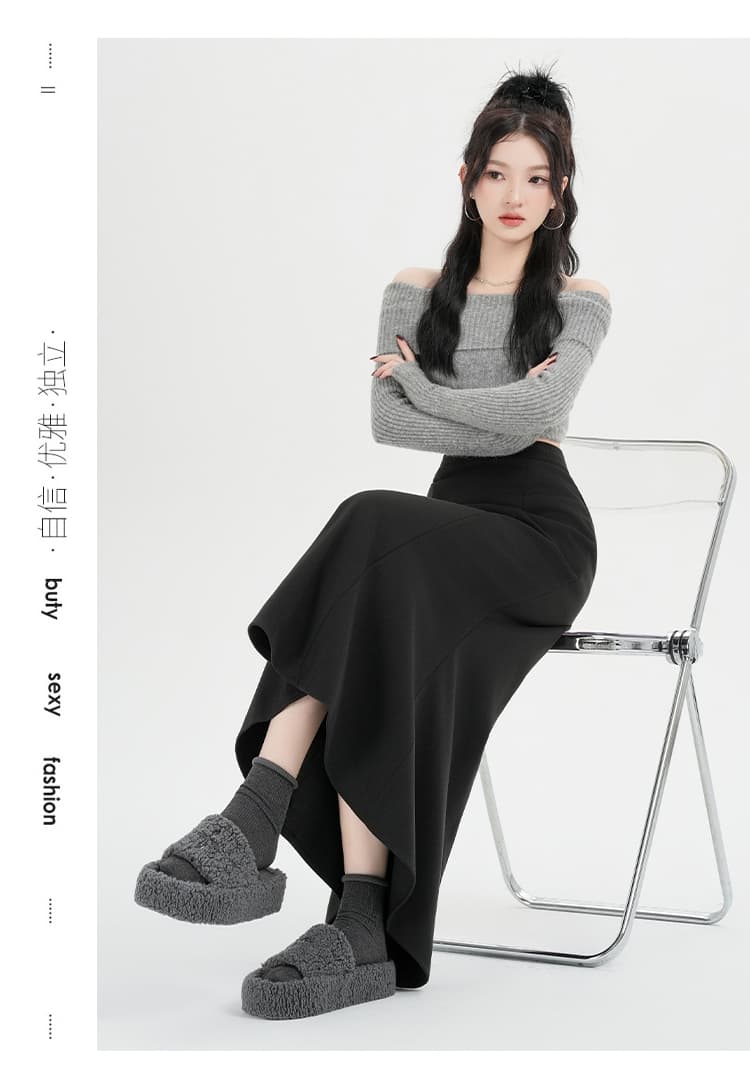 실사 커피 색상 인어 꼬리 반신 스커트 여성 가을 겨울 2025 새로운 하이웨이스트 타이트 스커트 중간 길이 스커트 작은 키 한 마디 반 스커트 상세 이미지 42