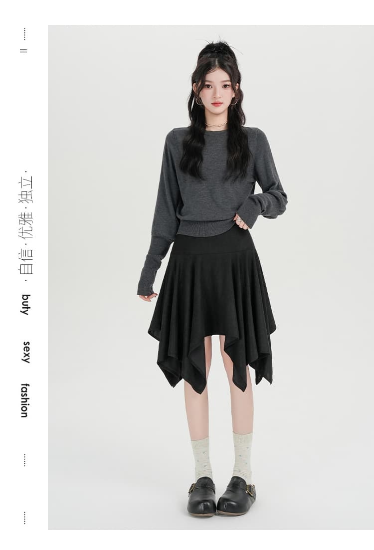실사 레트로 품격 불규칙 반신 스커트 2026 가을 새로운 한 마디 슬림해 보이는 작은 대중 디자인 센스 치마 상세 이미지 23