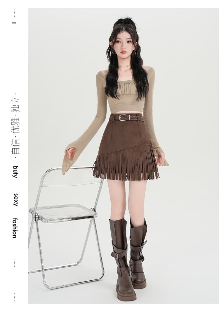 실사 아름다움 라드. 레트로 술 반신 스커트 여성 2026 가을 새로운 하이웨이스트 디자인 센스 A라인 스커트 미니 스커트 상세 이미지 32