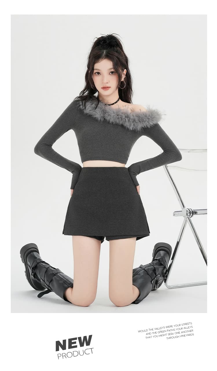 실사 페이크 레이어드 레트로 모직 반신 스커트 여성 2026 가을 겨울 새로운 미니 스커트 슬림해 보이는 하이웨이스트 회색 치마바지 상세 이미지 21
