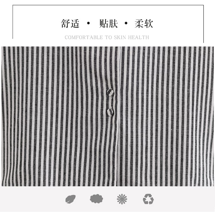 여성 여름 2026 년 새로운 일상 다용도 루즈핏 외출용 일본식 캐주얼 스트라이프 셔츠 반바지 세트 상세 이미지 6