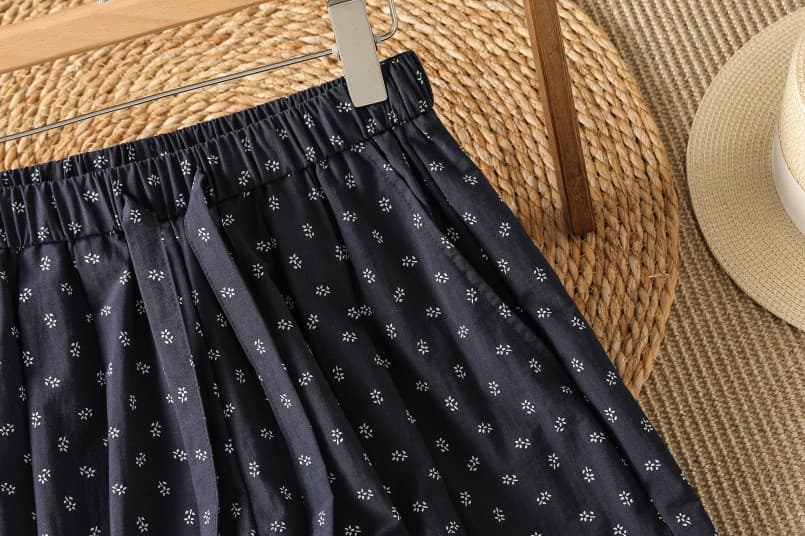 실사 여름 자이언트 잘 생긴 ~ 중 얇은 스타일 바지 허리밴드 캐주얼 바지 작은 꽃무늬 9부 바지 여성 풍선 바지 상세 이미지 6