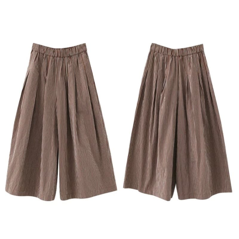 빨간색 기사 치마바지 순면 컬러 짜임 기사 전체 밴딩 단어 Pleat 대 바지 갈색 빨간색 치마바지 이미지 5