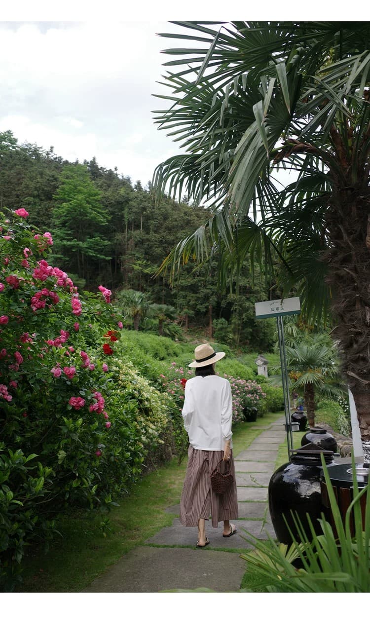 빨간색 기사 치마바지 순면 컬러 짜임 기사 전체 밴딩 단어 Pleat 대 바지 갈색 빨간색 치마바지 상세 이미지 9