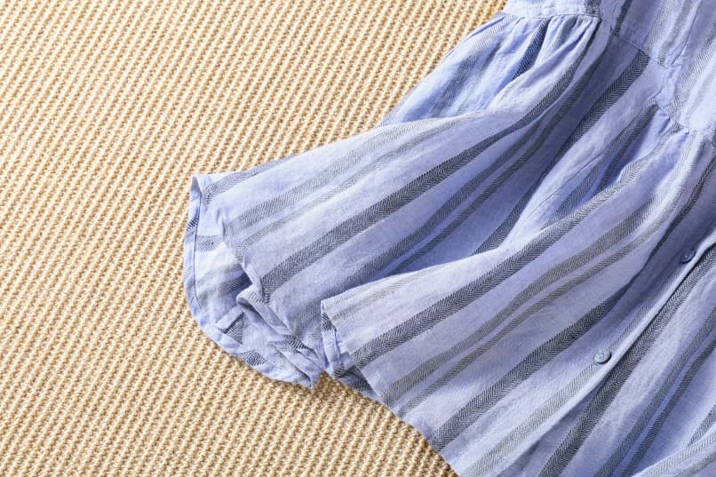 면 린넨 스트라이프 민소매 작은 셔츠 여성 여름 한 부서 착용 가져 가라. 인형 셔츠 셔츠 베스트 조끼 맨위 상세 이미지 7