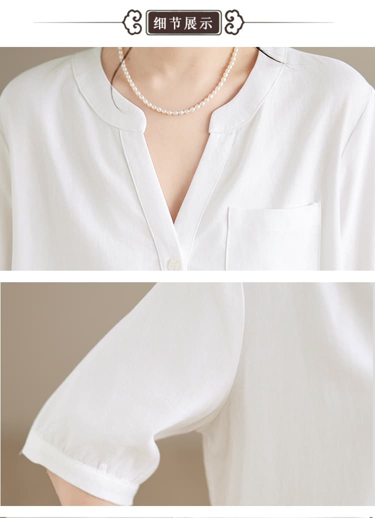 3993 오래된 돈 바람 착용 가져 가라. 고급 센스 세트 여름 느슨함 센스 화이트 익스트림 제인 면 린넨 셔츠 투피스 세트 트렌디 상세 이미지 14